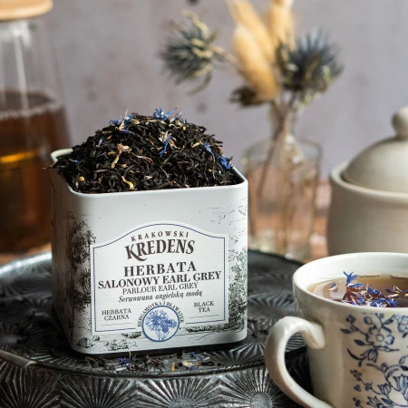 Herbata liściasta czarna z Bergamotką Salonowy Earl Grey - Puszka - Krakowski Kredens